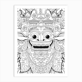 Barong, Balinese mask, Bali mask print Art Print