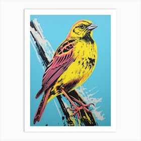 Andy Warhol Style Bird Yellowhammer 1 Art Print
