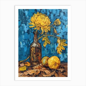 Chrysanthemums In A Bottle Art Print