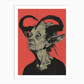 Old Woman With Horns Art Print