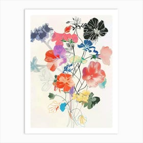 Geranium 1 Collage Flower Bouquet Art Print