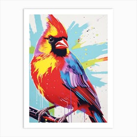 Andy Warhol Style Bird Northern Cardinal 2 Art Print