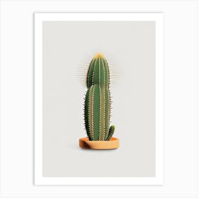 Pincushion Cactus Retro Minimal 1 Art Print