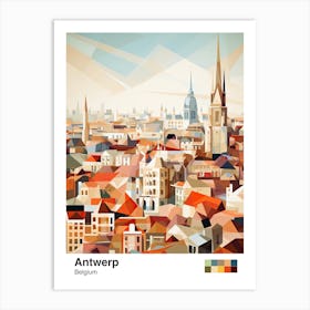 Antwerp, Belgium, Geometric Illustration 1 Poster Art Print