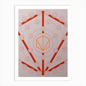 Geometric Abstract Glyph Circle Array in Tomato Red n.0102 Art Print