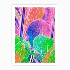 Rhubarb Risograph Retro Poster vegetable Art Print