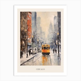 Vintage Winter Painting Poster Chicago Usa 2 Art Print