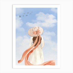 Girl In A Hat Watercolor Art Print