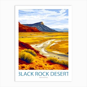 Black Rock Desert Nevada Print Playa Landscape Art Nevada Wilderness Wall Decor American Desert Illustration Unique Terrain Artwork Art Print