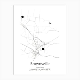 Brownsville,United States Minimalist Map 1 Art Print