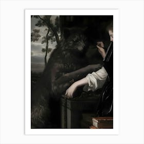 Dark Gothic Wolf And Girl Art Print