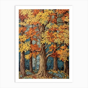 European Hornbeam 3 Vintage Autumn Tree Print  Art Print