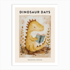 Dinosaur Reading A Book Poster 2 Art Print