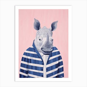 Playful Illustration Of Rhinoceros Bear For Kids Room 1 Art Print