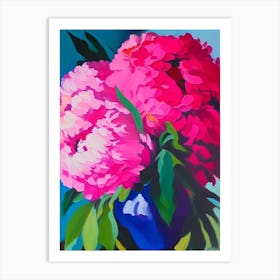 Shirley Temple Peonies Colourful Painting Art Print