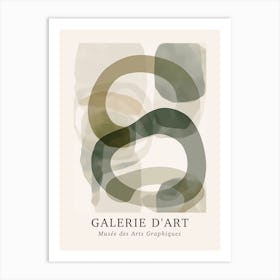 Galerie D'Art Abstract Abstract Circles Beige Green 7 Art Print