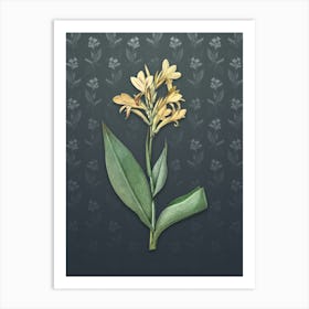 Vintage Water Canna Botanical on Slate Gray Pattern Art Print