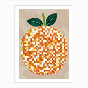 Orange Pixel Art Art Print