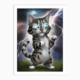 Lightning Cat Art Print