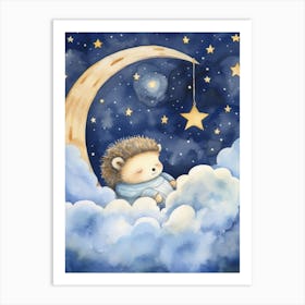 Baby Hedgehog 2 Sleeping In The Clouds Art Print