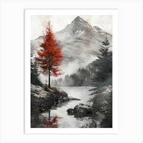 Red Tree Canvas Print Art Print