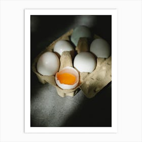 White Eggs In A Carton Art Print