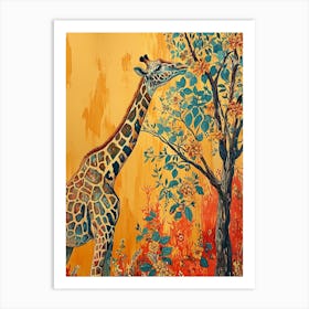 Giraffe Against The Tree 1 Art Print