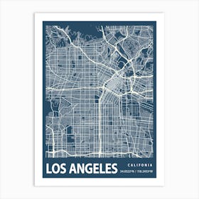 Los Angeles Blueprint City Map 1 Art Print