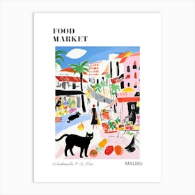 The Food Market In Malibu 1 Illustration Poster Art Print