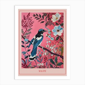 Floral Animal Painting Magpie 4 Poster Art Print