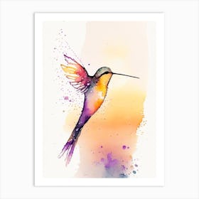 Hummingbird At Sunrise Minimalist Watercolour 1 Art Print