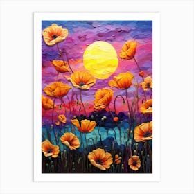 Poppies At Sunset 2 Art Print