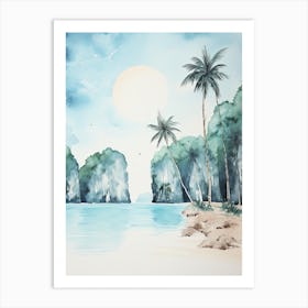 Watercolour Of Maya Bay   Phi Phi Islands Thailand 0 Art Print