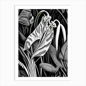 Adder's Tongue Fern Wildflower Linocut Art Print