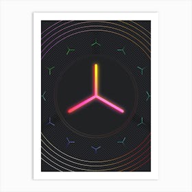 Neon Geometric Glyph in Pink and Yellow Circle Array on Black n.0312 Art Print