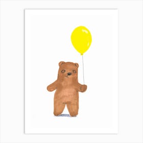 Bear With Yellow Balloon Art Print