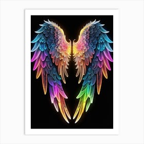 Neon Angel Wings 33 Art Print