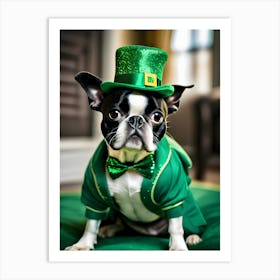 St Patrick'S Day Boston Terrier 4 Art Print