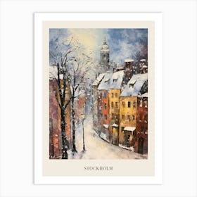 Vintage Winter Painting Poster Stockholm Sweden Art Print