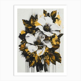 Gold And White Flowers 2 Art Print