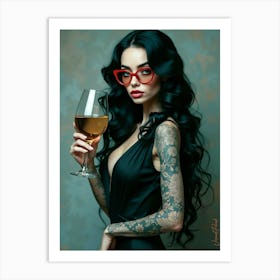 Tattoos And Golden Wine Art Print