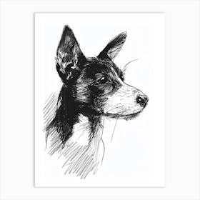 Basenji Dog Line Sketch 3 Art Print