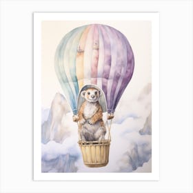 Baby Meerkat 2 In A Hot Air Balloon Art Print