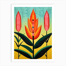 Flower Motif Painting Heliconia 3 Art Print