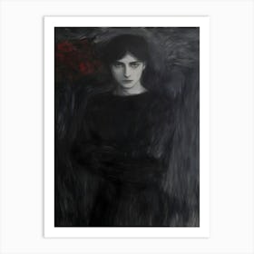 Dark Gothic Woman In Black Art Print