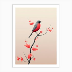 Bird Perched On Branch Art Print