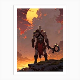 Kratos God Of War Game Gaming Art Print