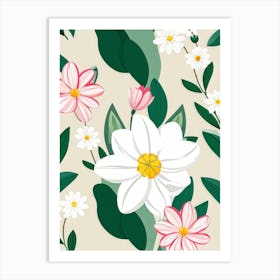 Bouquet Of Spring Flowers Including Tulips White Roses And Daisies Set Against A Botanical Garden (3) Art Print