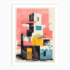 A House In Istanbul, Abstract Risograph Style 3 Art Print