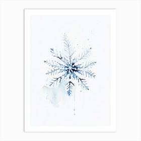 Cold, Snowflakes, Minimalist Watercolour 1 Art Print